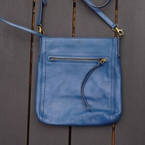 Fossil Blue Leather Medium Crossbody Purse